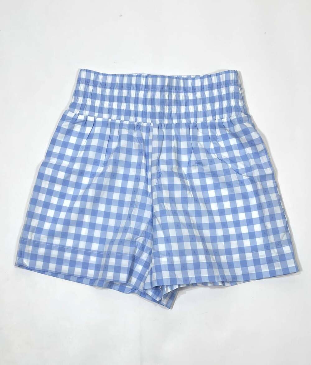 Hill House Livie Shorts Blue Jacquard Check NWT - Size XS
